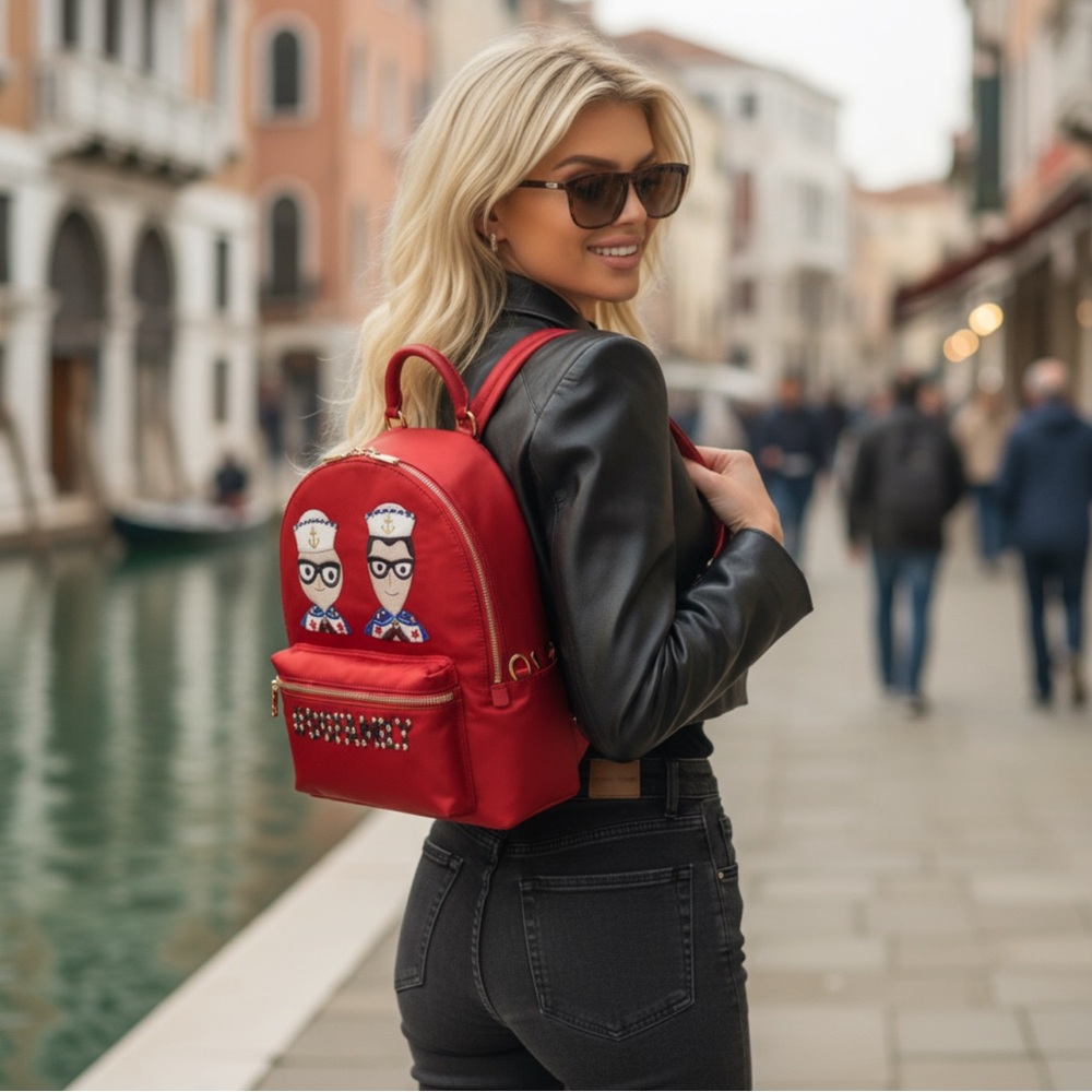 NWT $1673 Leather -Nylon Dolce & Gabbana Vulcano Women’s  Backpack